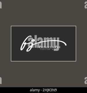 Initial Letter FJ Logo - Hand Drawn Signature Logo - Simple Vector Logo in Signature Style for Initials Stock Vector
