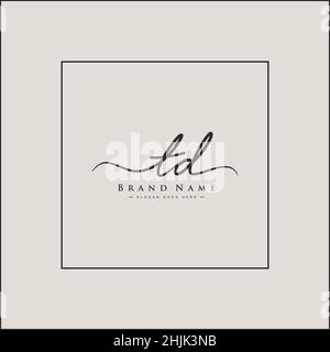 Initial Letter TD Logo - Hand Drawn Signature Logo - Simple Vector Logo in Signature Style for Initials Stock Vector