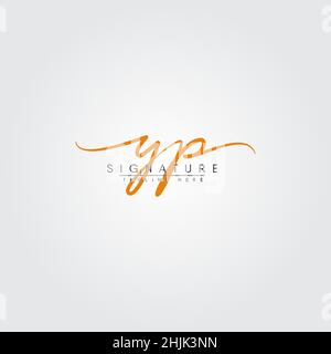 Initial Letter YP Logo - Handwritten Signature Style Logo - Simple Vector Logo in Signature Style for Initials Stock Vector