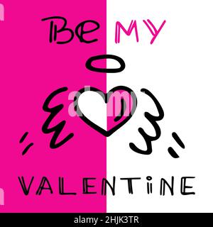Valentines day card. Vector illustration. Be my Valentine.  Stock Vector