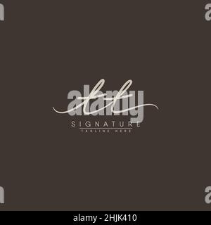 Initial Letter TT Logo - Handwritten Signature Style Logo - Simple Vector Logo in Signature Style for Initials Stock Vector