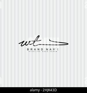 Initial Letter WT Logo - Handwritten Signature Style Logo - Simple Vector Logo in Signature Style for Initials Stock Vector