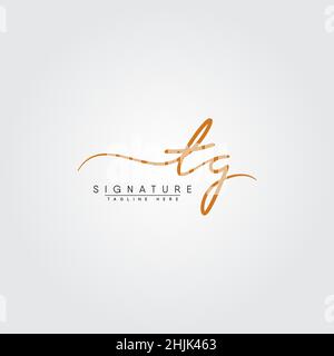 Initial Letter TG Logo - Handwritten Signature Logo - Simple Vector Logo in Signature Style for Initials Stock Vector