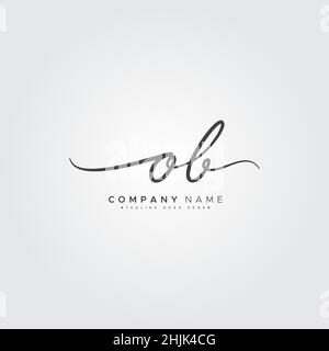 Initial Letter OB Logo - Hand Drawn Signature Style Logo - Simple Vector Logo in Signature Style for Initials Stock Vector