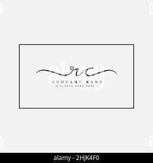 Initial Letter RC Logo - Handwritten Signature Style Logo - Simple Vector Logo in Signature Style for Initials Stock Vector