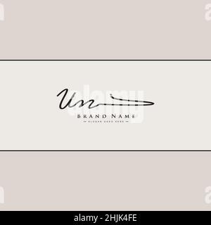 Initial Letter UN Logo - Handwritten Signature Logo - Simple Vector Logo in Signature Style for Initials Stock Vector