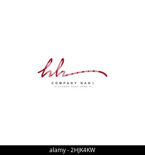 Initial Letter HH Logo - Hand Drawn Signature Style Logo - Simple Vector Logo in Signature Style for Initials Stock Vector