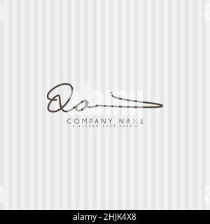 Initial Letter QO Logo - Handwritten Signature Style Logo - Simple Vector Logo in Signature Style for Initials Stock Vector