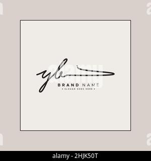 Initial Letter YB Logo - Handwritten Signature Style Logo - Simple Vector Logo in Signature Style for Initials Stock Vector