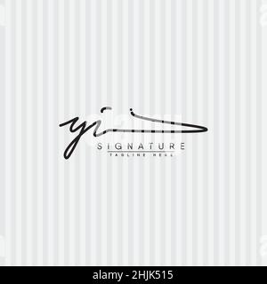 Initial Letter YI Logo - Hand Drawn Signature Logo - Simple Vector Logo in Signature Style for Initials Stock Vector