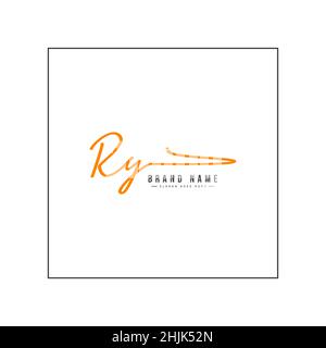 Initial Letter RY Logo - Hand Drawn Signature Style Logo - Simple Vector Logo in Signature Style for Initials Stock Vector
