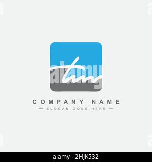 Initial Letter TM Logo - Hand Drawn Signature Style Logo - Simple Vector Logo in Signature Style for Initials Stock Vector