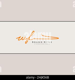 Initial Letter WF Logo - Handwritten Signature Logo - Simple Vector Logo in Signature Style for Initials Stock Vector