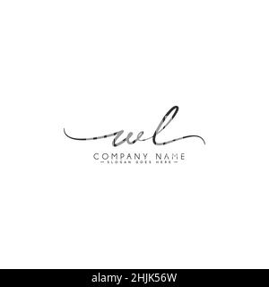 Initial Letter WL Logo - Hand Drawn Signature Logo - Simple Vector Logo in Signature Style for Initials Stock Vector