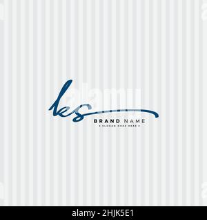 Initial Letter KS Logo - Handwritten Signature Style Logo - Simple Vector Logo in Signature Style for Initials Stock Vector
