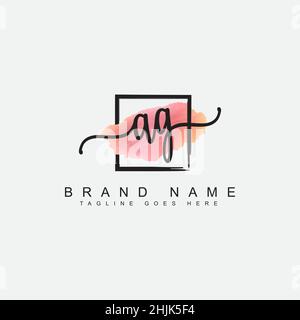 Initial Letter AG Logo - Hand Drawn Signature Style Logo - Simple Vector Logo in Signature Style for Initials Stock Vector