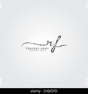 Initial Letter RF Logo - Handwritten Signature Style Logo - Simple Vector Logo in Signature Style for Initials Stock Vector