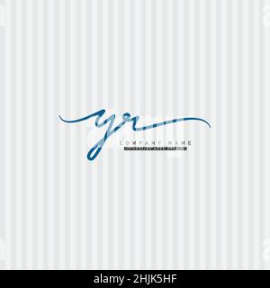 Initial Letter YR Logo - Handwritten Signature Style Logo - Simple Vector Logo in Signature Style for Initials Stock Vector