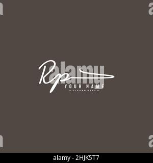 Initial Letter RP Logo - Handwritten Signature Style Logo - Simple Vector Logo in Signature Style for Initials Stock Vector