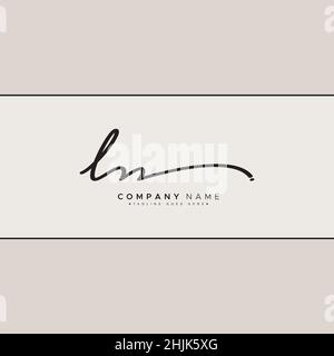 Initial Letter LN Logo - Hand Drawn Signature Logo - Simple Vector Logo in Signature Style for Initials Stock Vector