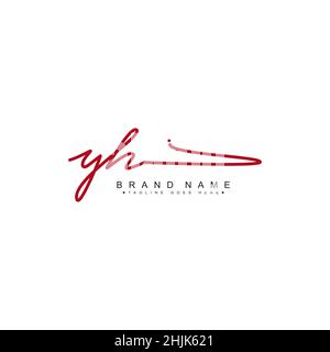 Initial Letter YH Logo - Hand Drawn Signature Logo - Simple Vector Logo in Signature Style for Initials Stock Vector
