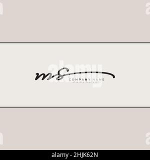 Initial Letter MS Logo - Hand Drawn Signature Style Logo - Simple Vector Logo in Signature Style for Initials Stock Vector