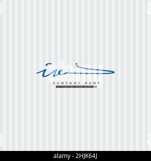 Initial Letter IV Logo - Hand Drawn Signature Logo - Simple Vector Logo in Signature Style for Initials Stock Vector