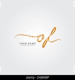 Initial Letter OF Logo - Hand Drawn Signature Style Logo - Simple Vector Logo in Signature Style for Initials Stock Vector