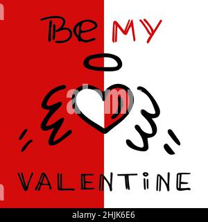 Valentines day card. Vector illustration. Be my Valentine.  Stock Vector