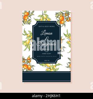 Tangerines and lemons packaging design Stock Vector