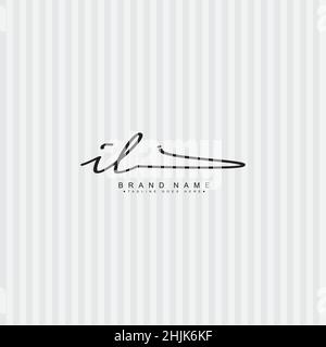 Initial Letter IL Logo - Handwritten Signature Style Logo - Simple Vector Logo in Signature Style for Initials Stock Vector