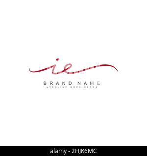 Initial Letter IE Logo - Hand Drawn Signature Logo - Simple Vector Logo in Signature Style for Initials Stock Vector