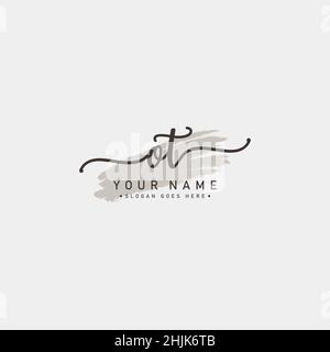 Initial Letter OT Logo - Handwritten Signature Style Logo - Simple Vector Logo in Signature Style for Initials Stock Vector