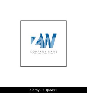 ZW Monogram logo letter with simple continued shape style geometric ...