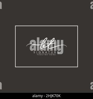 Initial Letter BT Logo - Hand Drawn Signature Logo - Simple Vector Logo in Signature Style for Initials Stock Vector