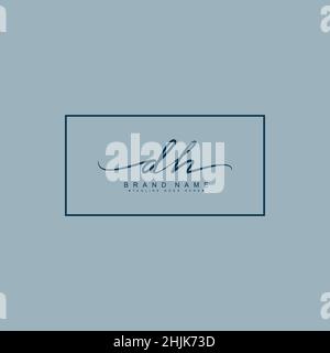 Initial Letter DH Logo - Handwritten Signature Logo - Simple Vector Logo in Signature Style for Initials Stock Vector