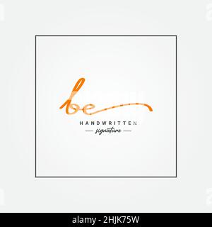 Initial Letter BE Logo - Hand Drawn Signature Logo - Simple Vector Logo in Signature Style for Initials Stock Vector