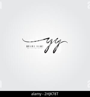Initial Letter YY Logo - Handwritten Signature Style Logo - Simple Vector Logo in Signature Style for Initials Stock Vector