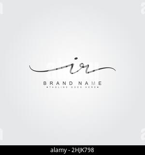 Initial Letter IR Logo - Hand Drawn Signature Logo - Simple Vector Logo in Signature Style for Initials Stock Vector