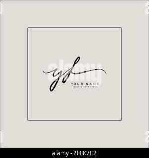 Initial Letter YF Logo - Hand Drawn Signature Style Logo - Simple Vector Logo in Signature Style for Initials Stock Vector