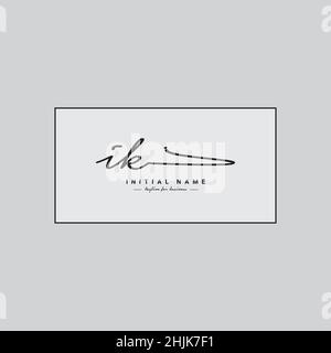 Initial Letter IK Logo - Hand Drawn Signature Style Logo - Simple Vector Logo in Signature Style for Initials Stock Vector