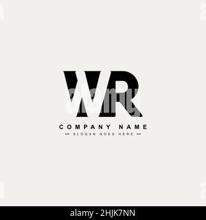 Initial Letter WR Logo - Minimal Business Logo for Alphabet W and R - Monogram Vector Logo Template for Business Name Initials Stock Vector