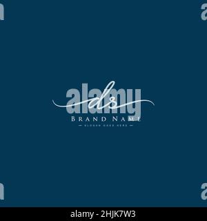 Initial Letter DS Logo - Handwritten Signature Logo - Simple Vector Logo in Signature Style for Initials Stock Vector