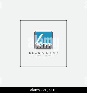 Initial Letter KN Logo - Handwritten Signature Logo - Simple Vector Logo in Signature Style for Initials Stock Vector