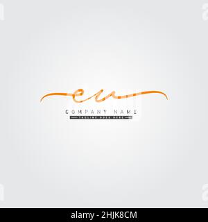 Initial Letter EU Logo - Handwritten Signature Logo - Simple Vector Logo in Signature Style for Initials Stock Vector