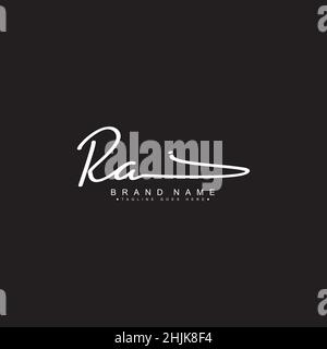 Initial Letter RA Logo - Hand Drawn Signature Logo - Simple Vector Logo in Signature Style for Initials Stock Vector