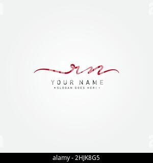 Initial Letter RN Logo - Handwritten Signature Style Logo - Simple Vector Logo in Signature Style for Initials Stock Vector
