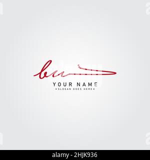 Initial Letter BU Logo - Handwritten Signature Style Logo - Simple Vector Logo in Signature Style for Initials Stock Vector