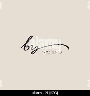 Initial Letter BY Logo - Handwritten Signature Logo - Simple Vector Logo in Signature Style for Initials Stock Vector