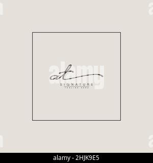 Initial Letter AT Logo - Hand Drawn Signature Logo - Simple Vector Logo in Signature Style for Initials Stock Vector